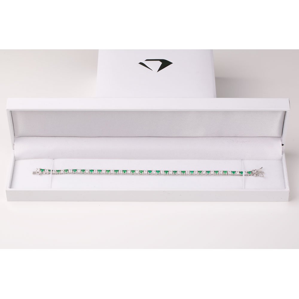 Eternity Emerald and Diamond 2.6ct GH SI 18ct White Gold Tennis Bracelet #3