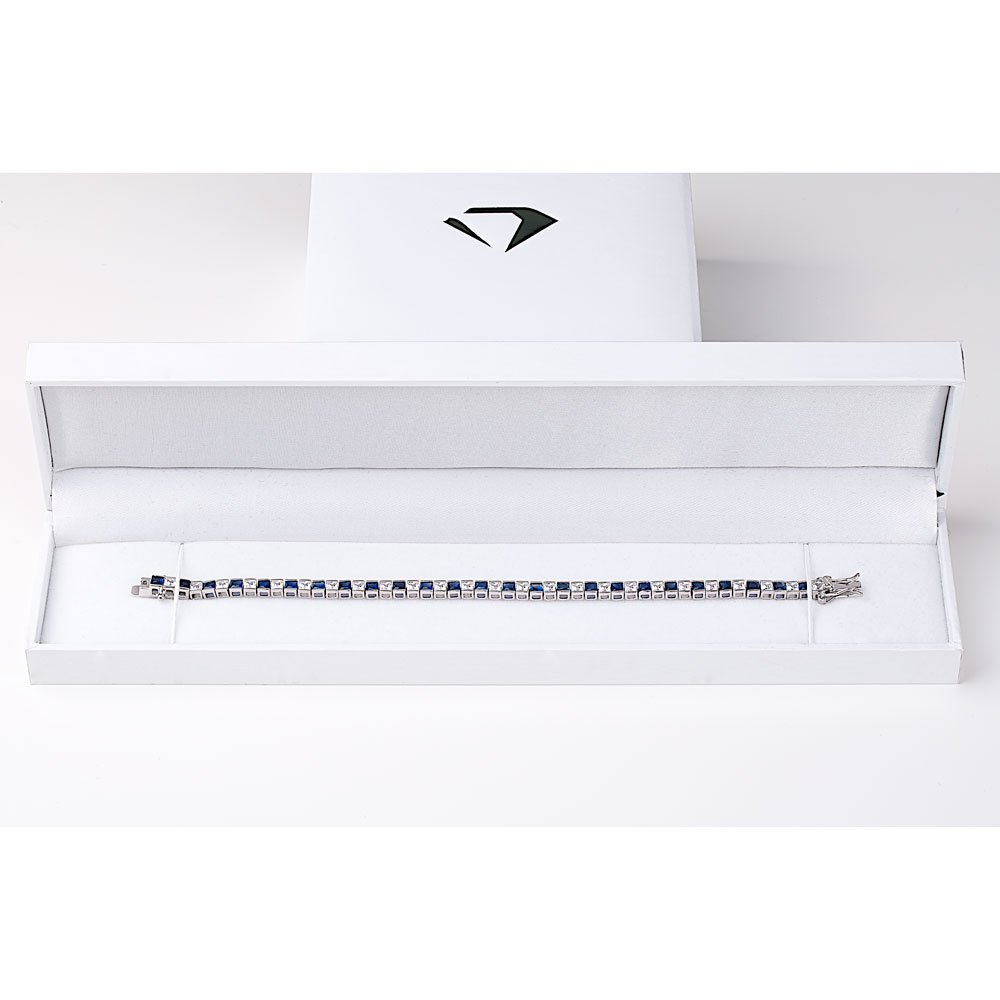 Princess Sapphire CZ Rhodium plated Silver Tennis Bracelet #3