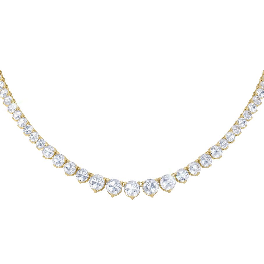 Eternity White Sapphire 18ct Gold Vermeil Tennis Necklace #1