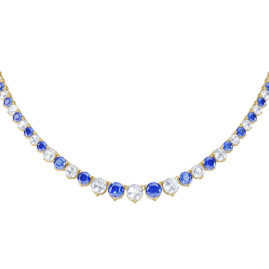 Eternity Sapphire 18ct Gold Vermeil Tennis Necklace #2