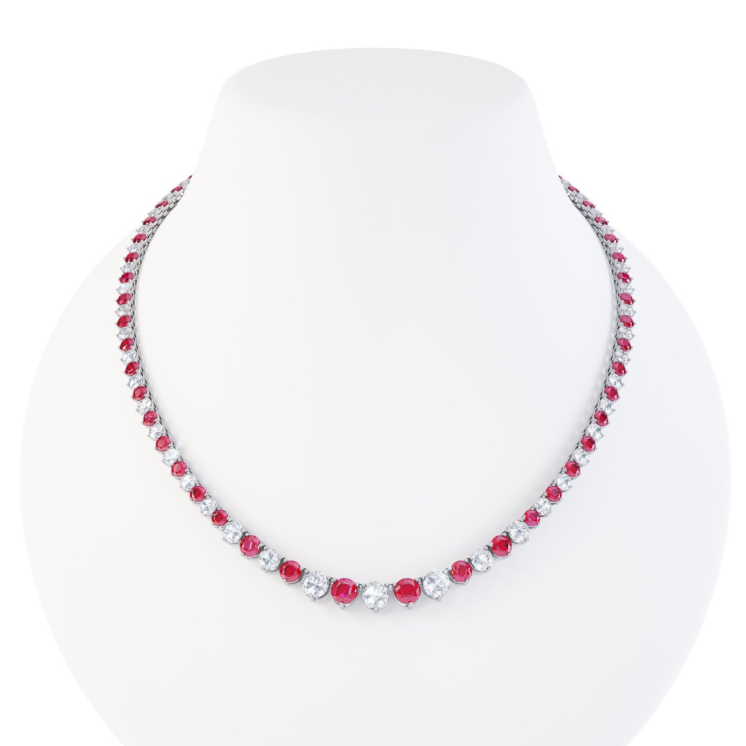 Eternity Ruby Platinum plated Silver Tennis Necklace #2