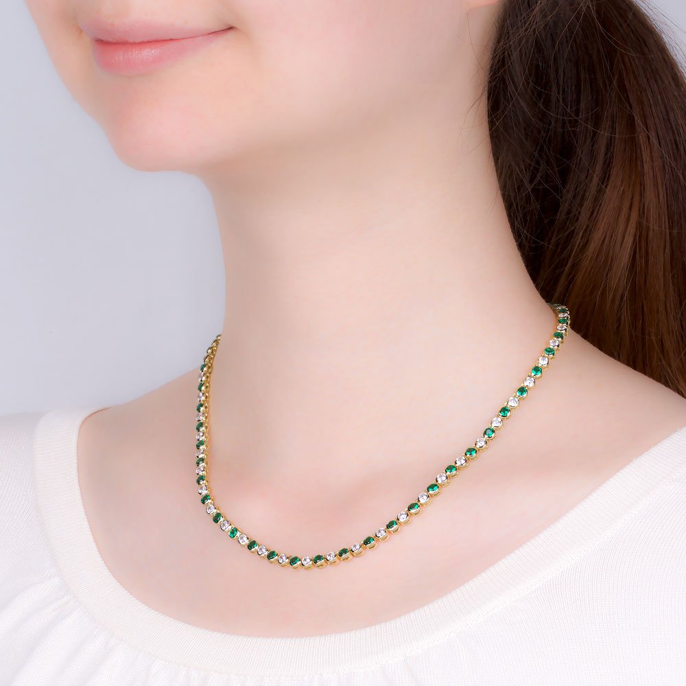 Infinity Emerald 18ct Gold Vermeil Tennis Necklace #4