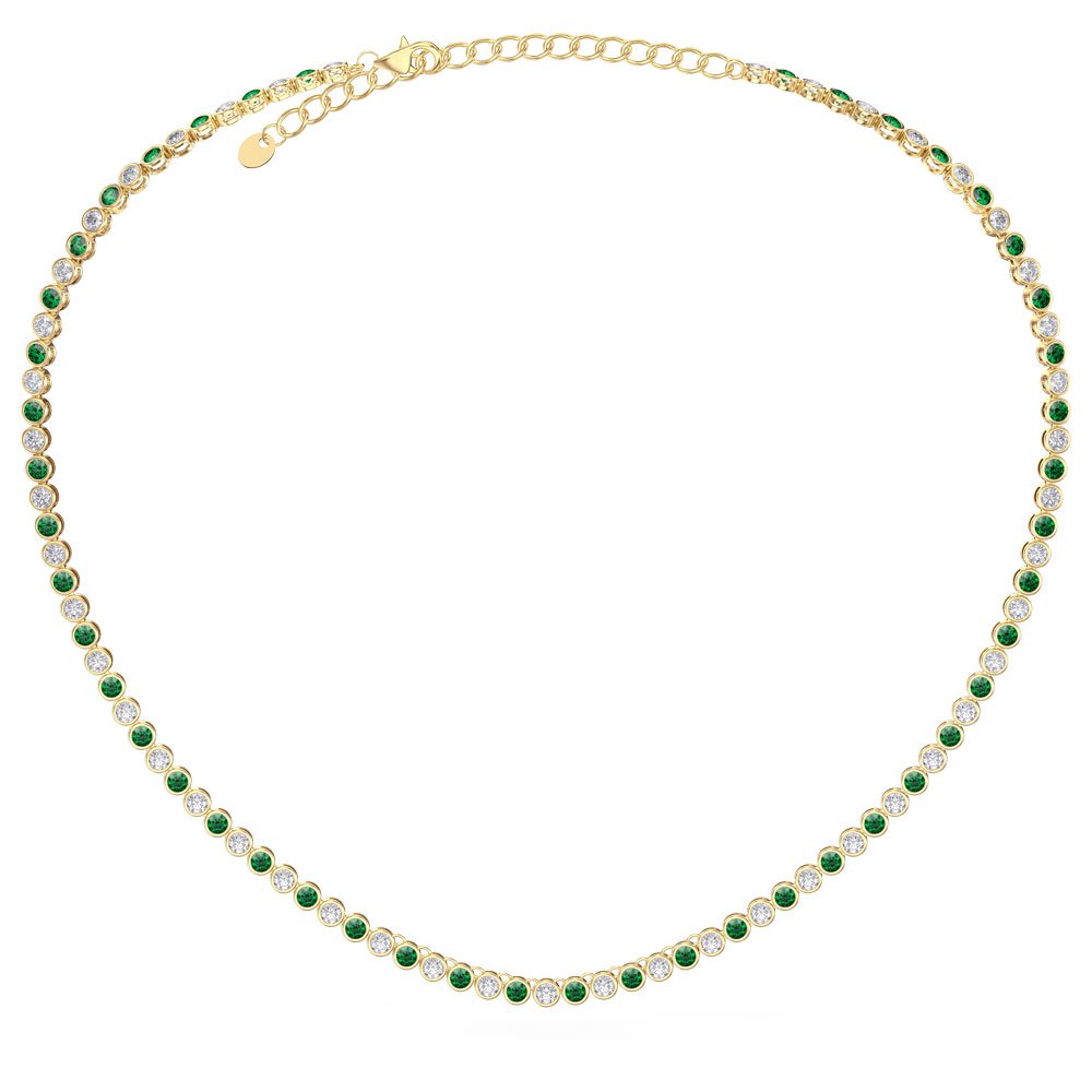 Infinity Emerald 18ct Gold Vermeil Tennis Necklace #1