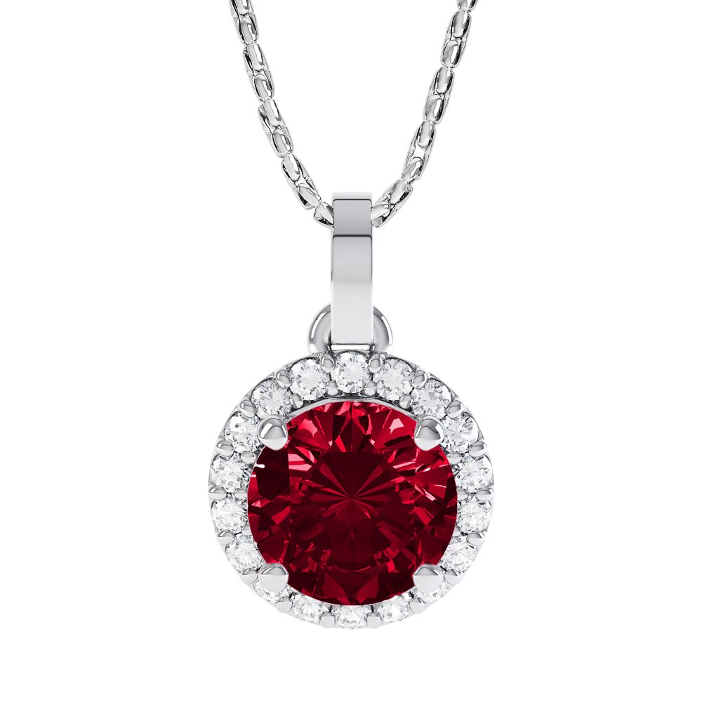Eternity 0.5ct Ruby Halo Platinum plated Silver Pendant #1