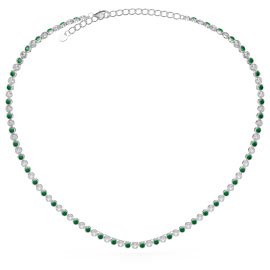 Infinity Emerald Platinum plated Silver Tennis Necklace