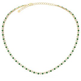 Infinity Emerald 18ct Gold Vermeil Tennis Necklace