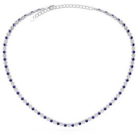 Infinity Sapphire CZ Rhodium plated Silver Tennis Necklace