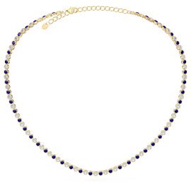 Infinity Sapphire CZ 18ct Gold plated Silver Tennis Necklace
