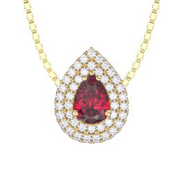 Fusion Ruby Halo 18ct Gold Vermeil Pear Pendant