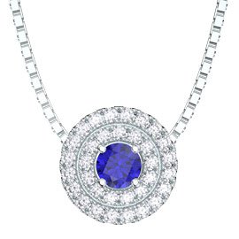 Fusion Sapphire Halo 18ct White Gold Pendant