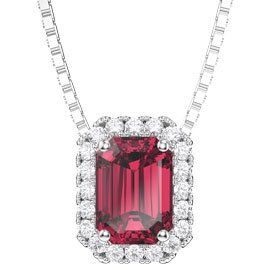 Princess 1ct Ruby Platinum plated Silver Rectangle Pendant
