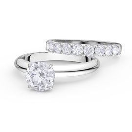 Unity 2ct Diamond 18ct White Gold Half Eternity Wedding Ring Set