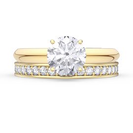 Unity 1.5ct White Sapphire 9ct Yellow Gold Proposal Wedding Ring Set F