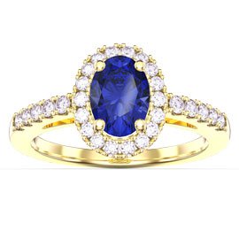 Eternity Sapphire Oval Halo 9ct Gold Proposal Ring
