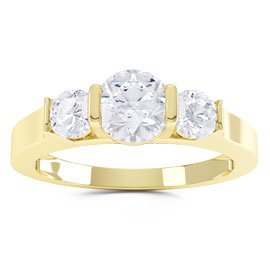 Unity Three Stone White Sapphire 9ct Yellow Gold Proposal Ring