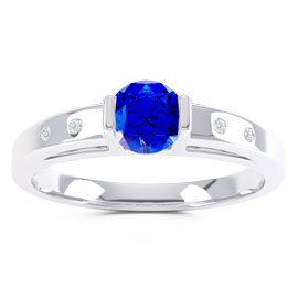 Unity Sapphire Platinum plated Silver Promise Ring