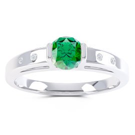 Unity Emerald Platinum plated Silver Promise Ring