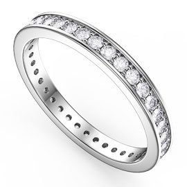Promise White Sapphire Platinum plated Silver Channel Full Eternity Ring