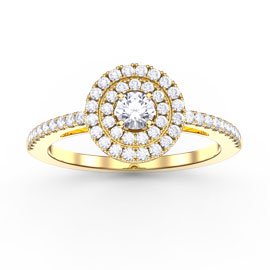 Fusion Round White Sapphire 9ct Yellow Gold Halo Proposal Ring