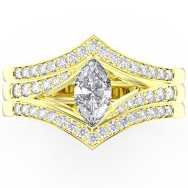 Unity Marquise GH SI Diamond 18ct Yellow Gold Engagement Ring Set