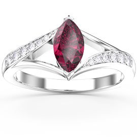 Unity Marquise Ruby 18ct White Gold Moissanite Engagement Ring