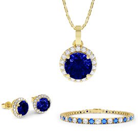 Eternity Sapphire 18ct Gold Vermeil Jewellery Set with Pendant