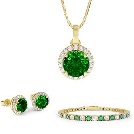 Eternity Emerald 18ct Gold Vermeil Jewellery Set with Pendant