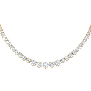 Eternity Diamond CZ 18ct Gold plated Silver Tennis Necklace