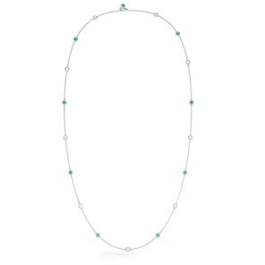By the Yard Emerald Platinum plated Silver Necklace