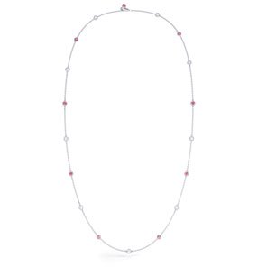 By the Yard Ruby Platinum plated Silver Necklace