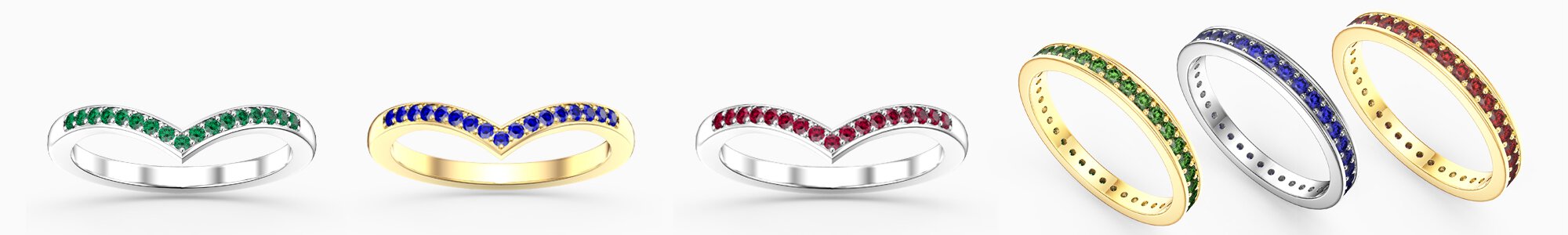 Eternity Rings - Ruby, Sapphire, Diamond and Emerald Jewellery from Â£75