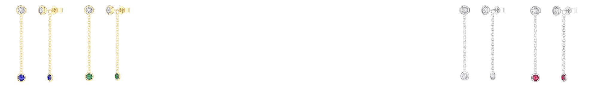 By the Yard Earring Collection - Ruby, Sapphire, Diamond and Emerald from Â£100