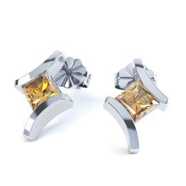 Combinations Citrine Square 18ct White Gold Earrings