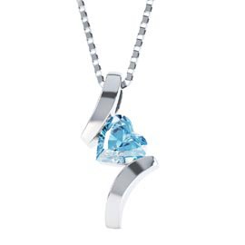 Combinations Swiss Blue Topaz Heart Platinum plated Silver Pendant