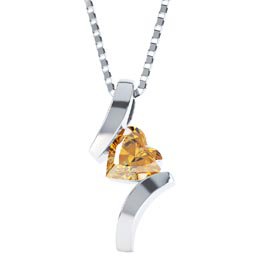 Combinations Citrine Heart Silver Pendant