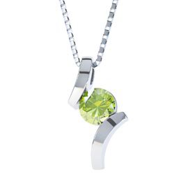 Combinations Peridot Round Platinum plated Silver Pendant