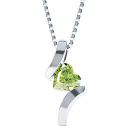 Combinations Peridot Heart Platinum plated Silver Pendant