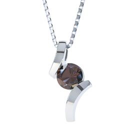 Combinations Smokey Quartz Round Silver Pendant