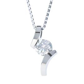 Combinations White Sapphire Round Platinum plated Silver Pendant