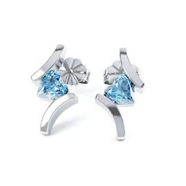 Combinations 1ct Swiss Blue Topaz Heart Platinum plated Silver Earrings