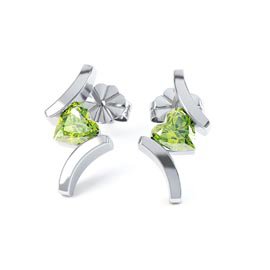 Combinations 1ct Peridot Heart Platinum plated Silver Earrings