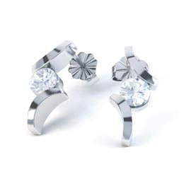 Combinations White Topaz Round Rhodium plated Silver Earrings