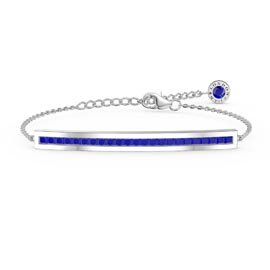 Princess Sapphire Platinum plated Silver Line Bracelet