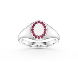 Ruby Pave Platinum plated Silver Signet Ring