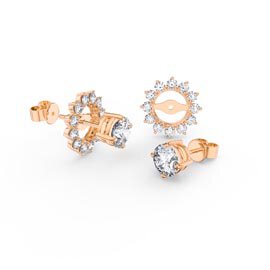 Fusion White Sapphire 18ct Rose Gold Vermeil Stud Starburst Earrings Halo Jacket Set