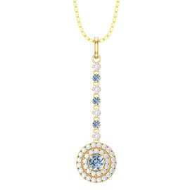 Fusion Aquamarine Halo 18ct Gold Vermeil Drop Pendant