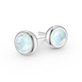 Infinity Opal Platinum plated Silver Stud Earrings