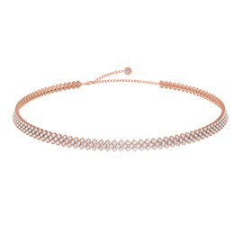 Eternity 20ct Moissanite Three Row 18ct Rose Gold Vermeil Adjustable Choker Tennis Necklace