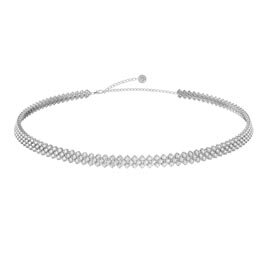 Eternity 20ct Moissanite Three Row Platinum plated Silver Adjustable Choker Tennis Necklace