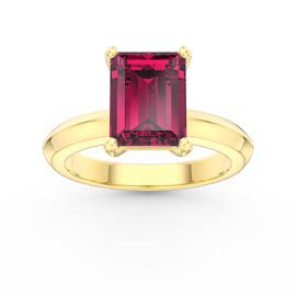 Unity 3ct Ruby Emerald Cut Solitaire 9ct Yellow Gold Promise Ring